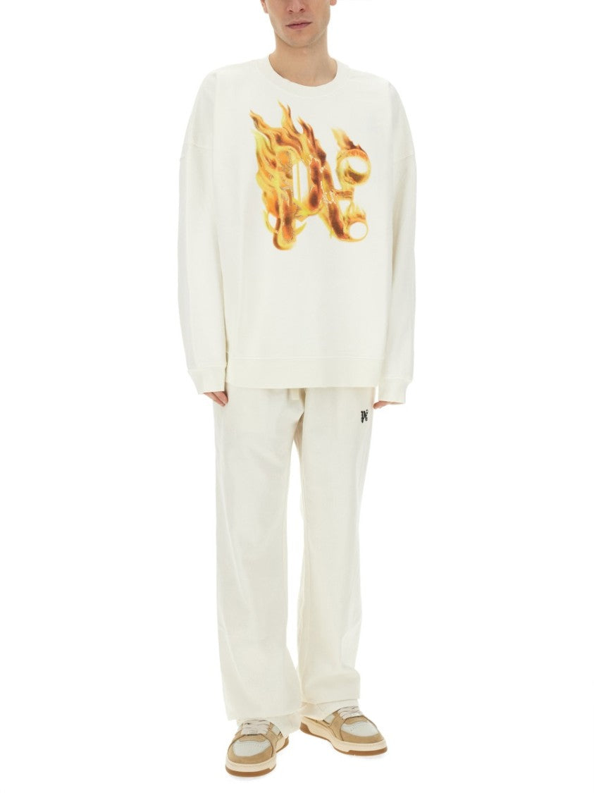 "Burning Monogram" Print Sweatshirt