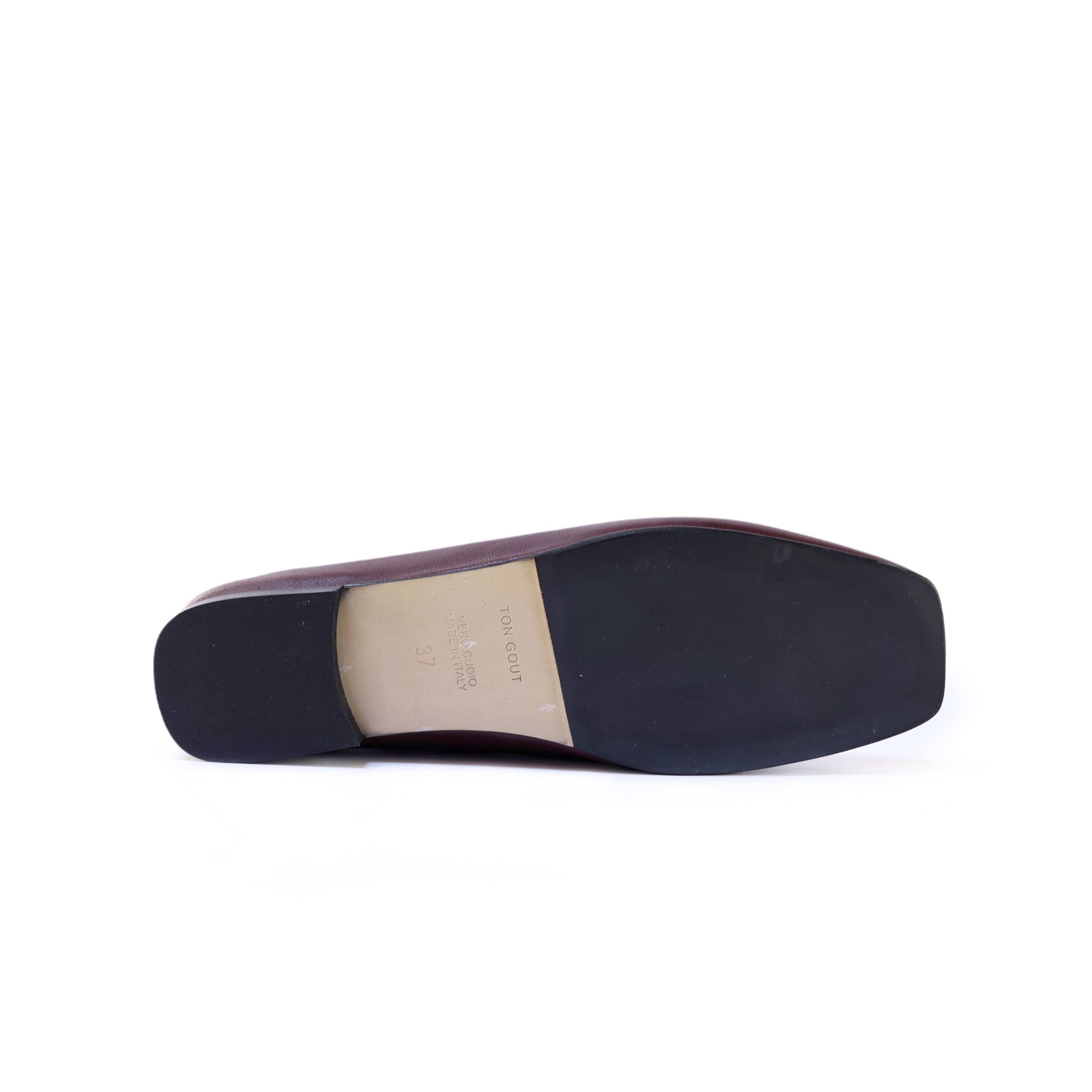 Burgundy Nappa Leather Ballerinas with Square Toe Design
