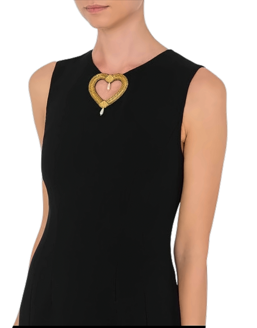 Black Stretch Crepe Sheath Dress