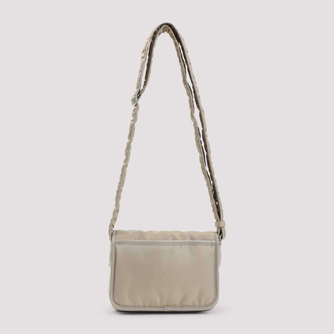 Padded Nylon Shoulder Bag With Flap Closure