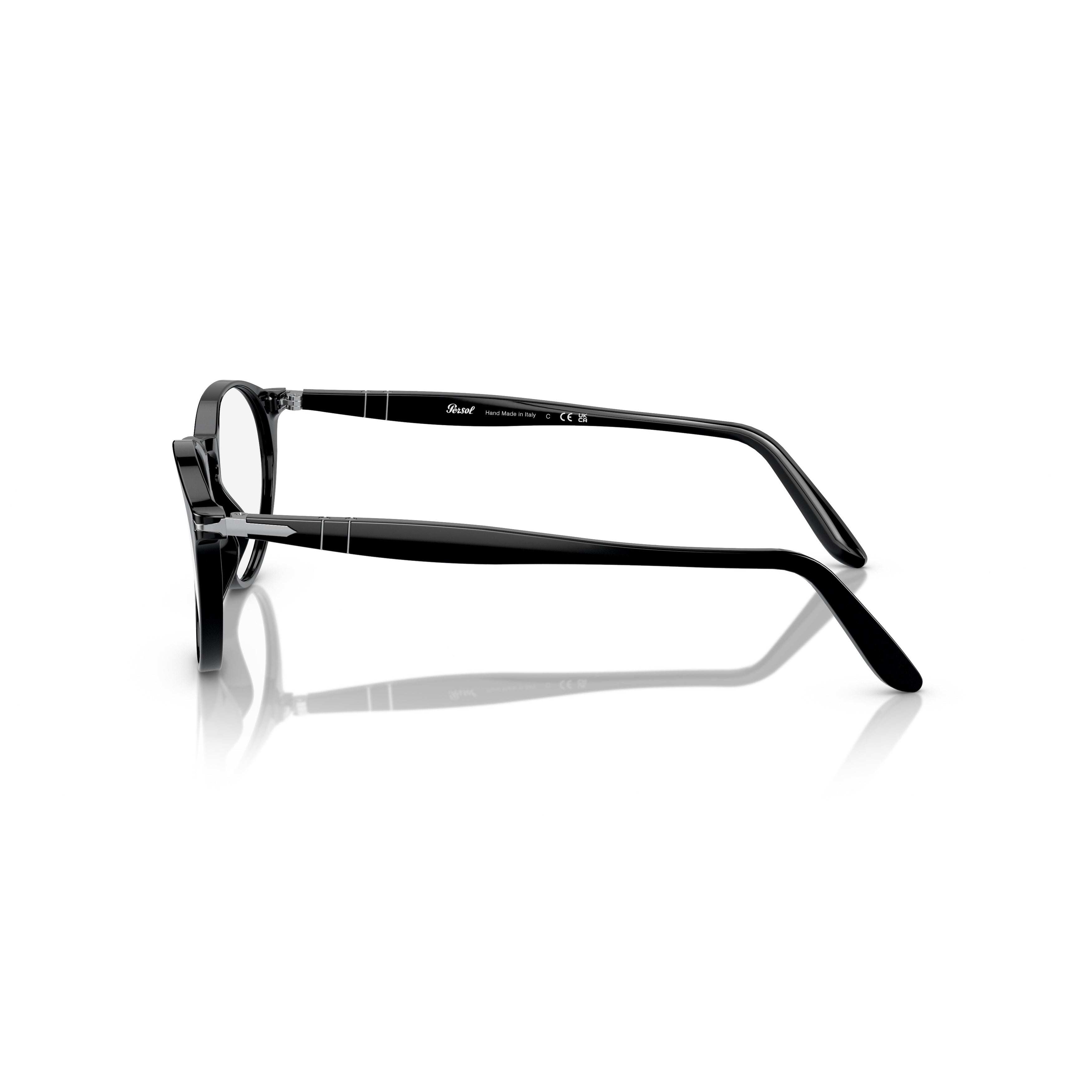 0po3092v Glossy Black Acetate Round Frame Eyeglasses
