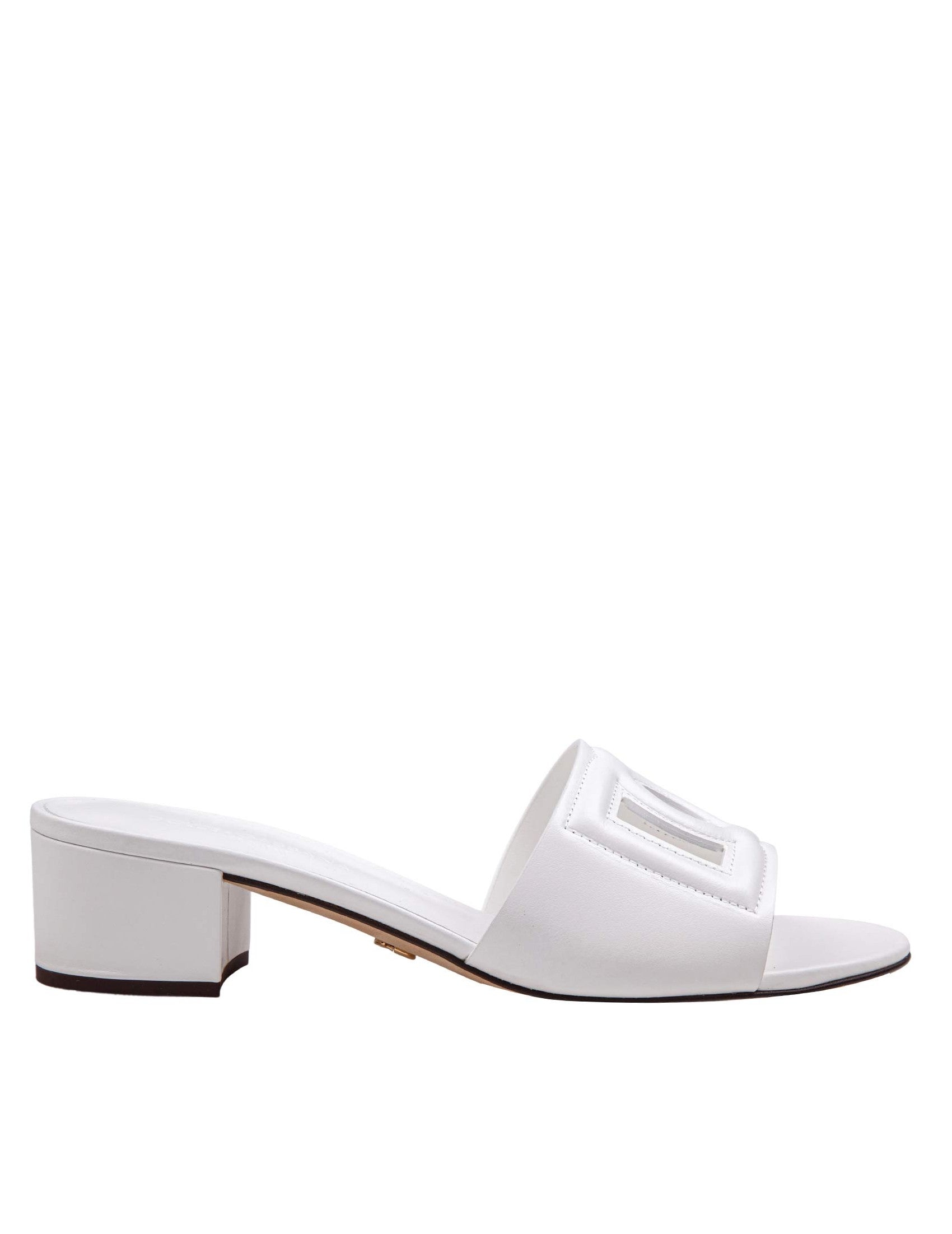 White Leather Mule With Dg Logo