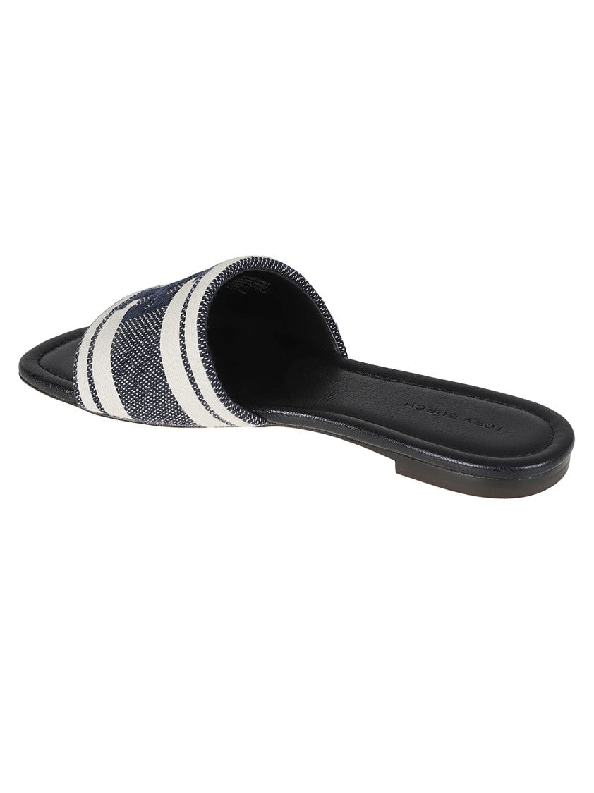 Slide Sandals With Bold Striped Strap
