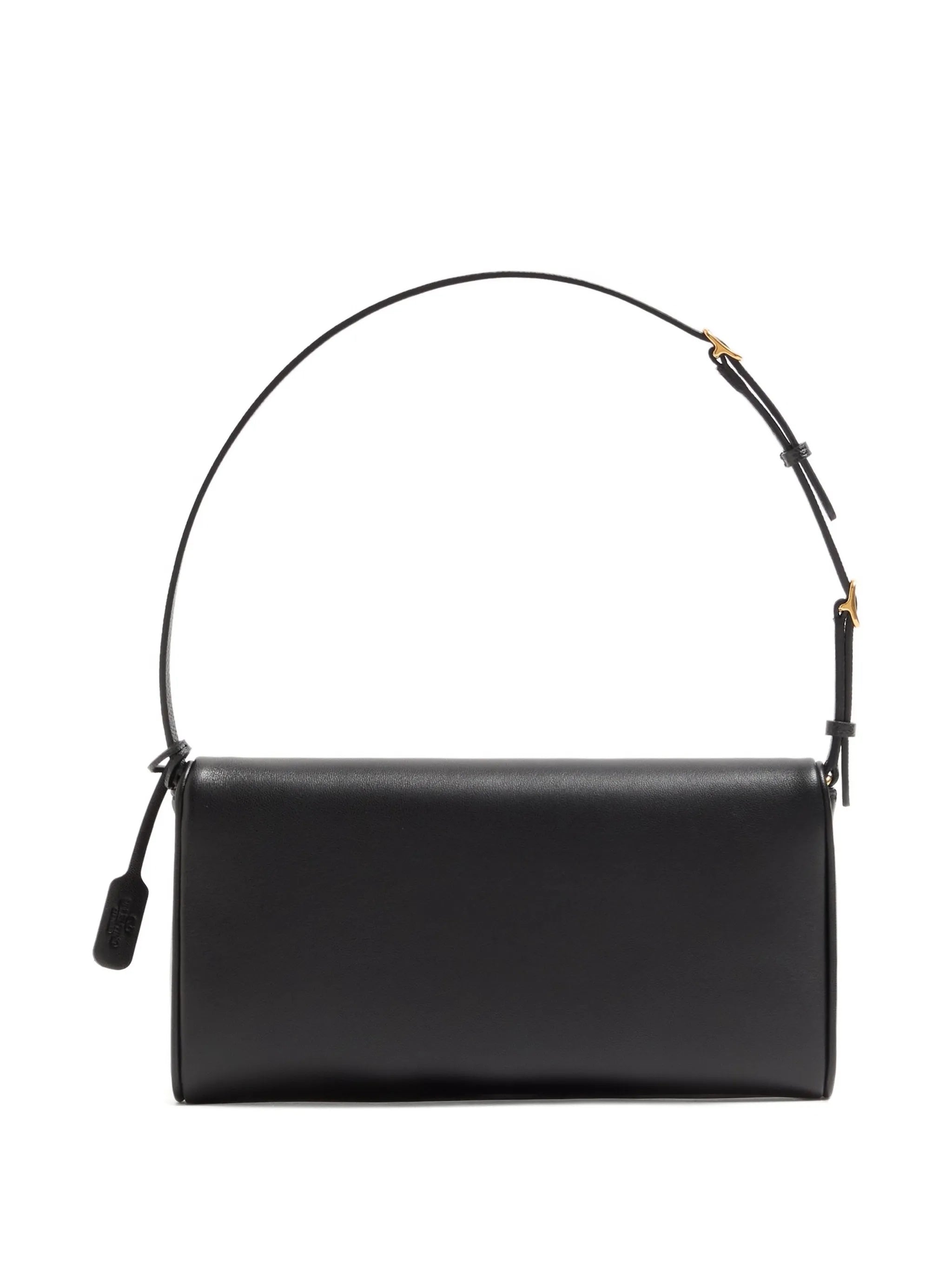 Black Devain Nappa Leather Structured Clutch
