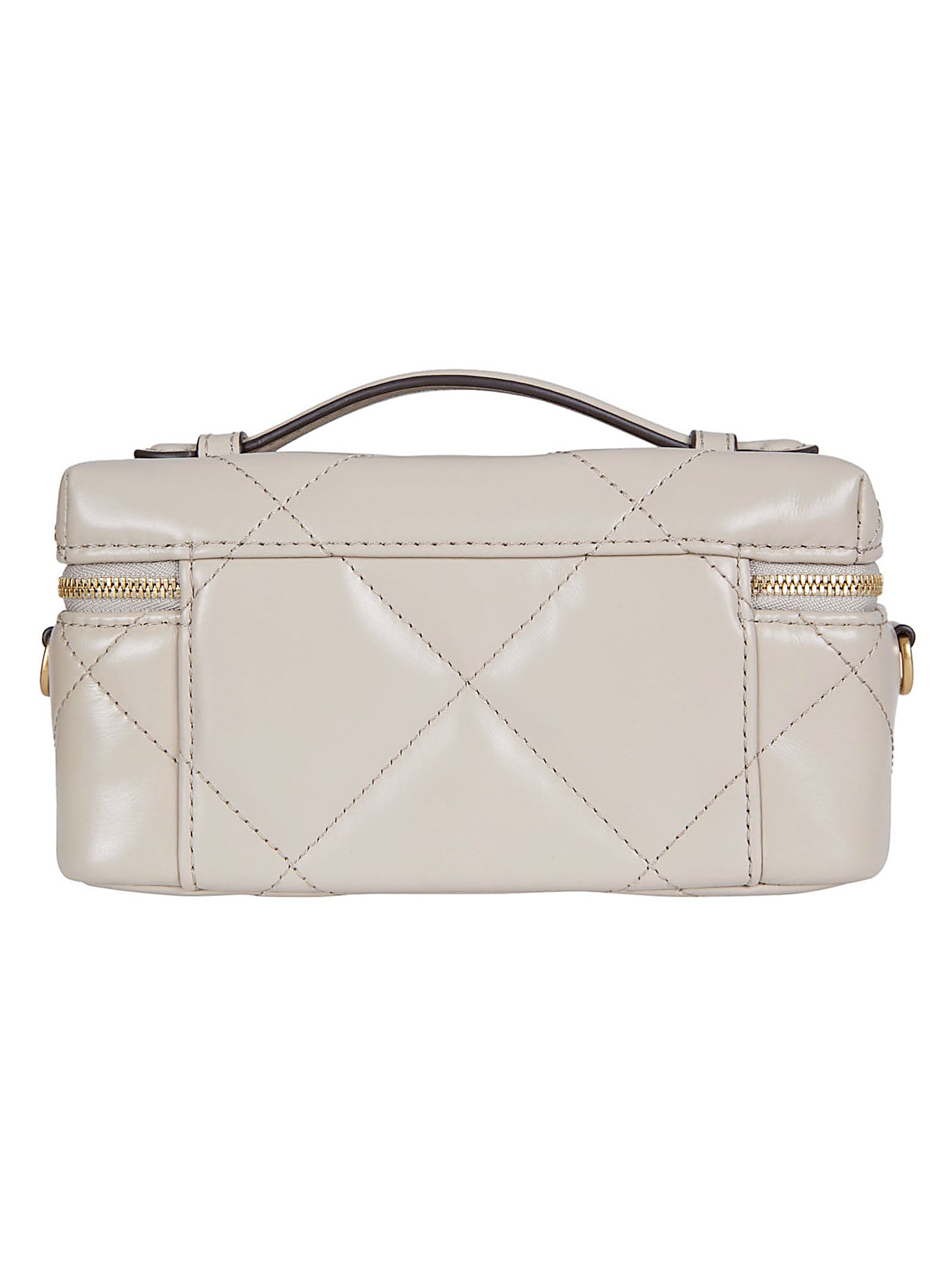 Quilted Vanity Wallet with Gold-tone Hardware and Chain Strap