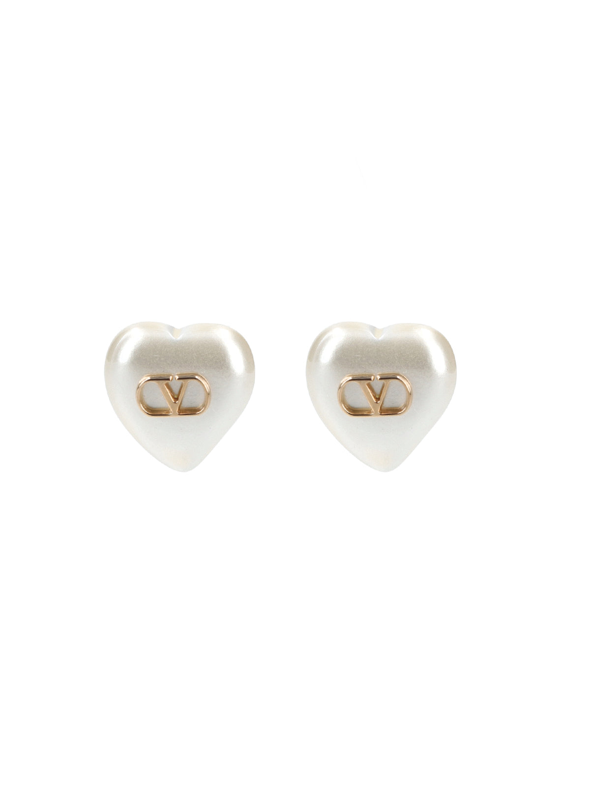 White Vlogo Heart Shaped Resin Earrings
