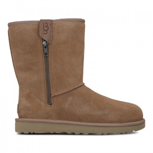 Mid-Calf Suede Boots with Side Zipper