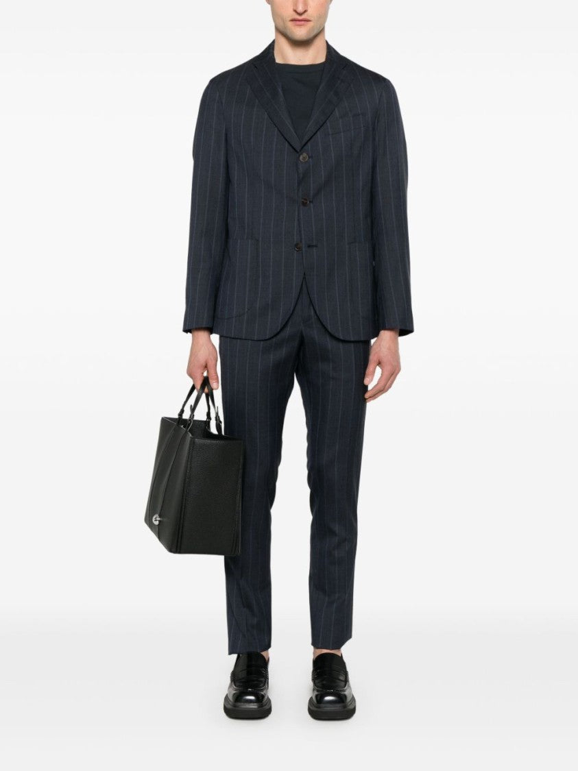 Navy Blue Virgin Wool Pinstripe Suit
