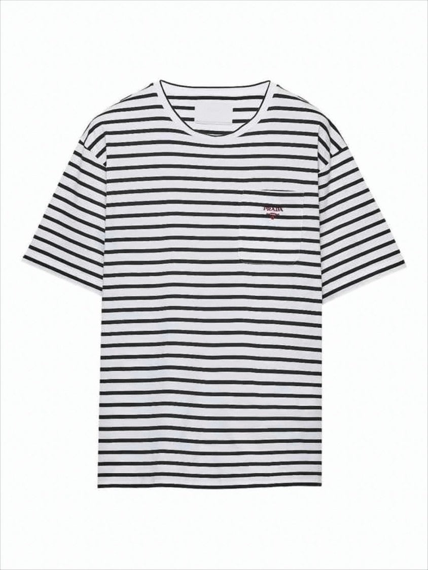 Horizontal Stripe Short-Sleeved Prada T-Shirt