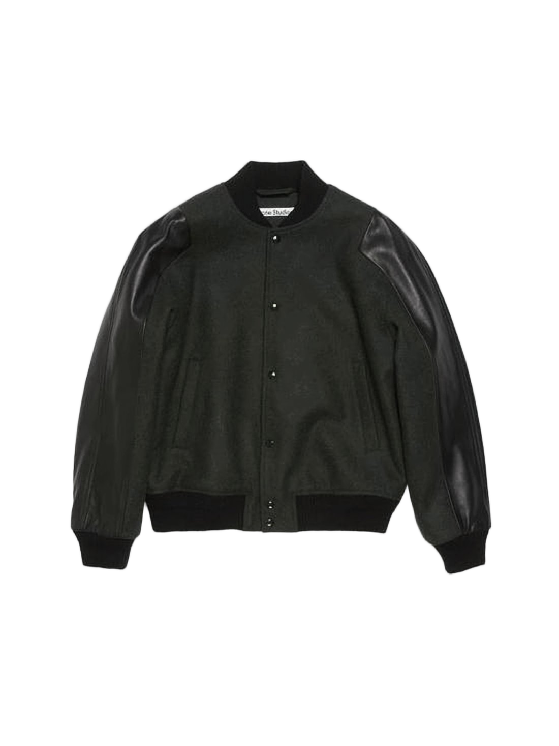 Modern Wool-Blend Bomber Jacket with Lambskin Sleeves