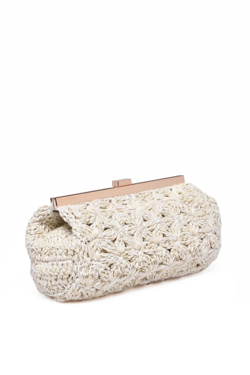 Raffia Clutch - White