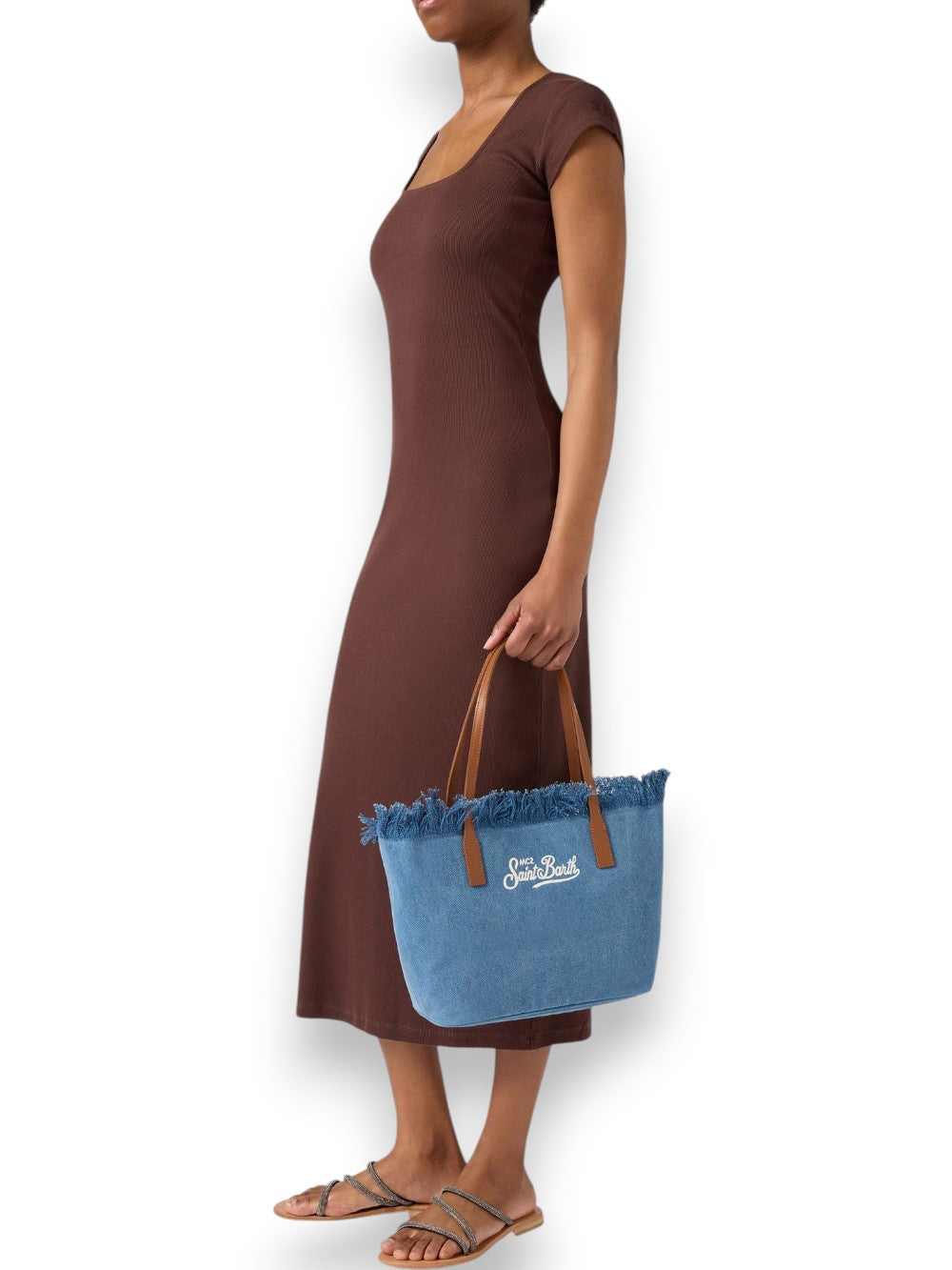 Denim Blue Fringe Sangallo Bag