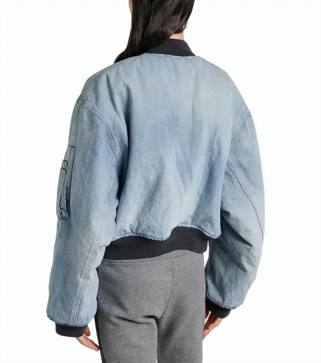 Light Washed Denim Jacket With Utility Pocket