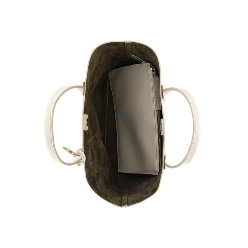 Ivory Leather Shopping Bag