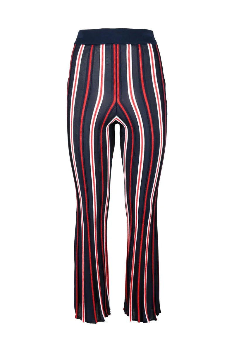 Knit Flare Trousers - Red/Blue