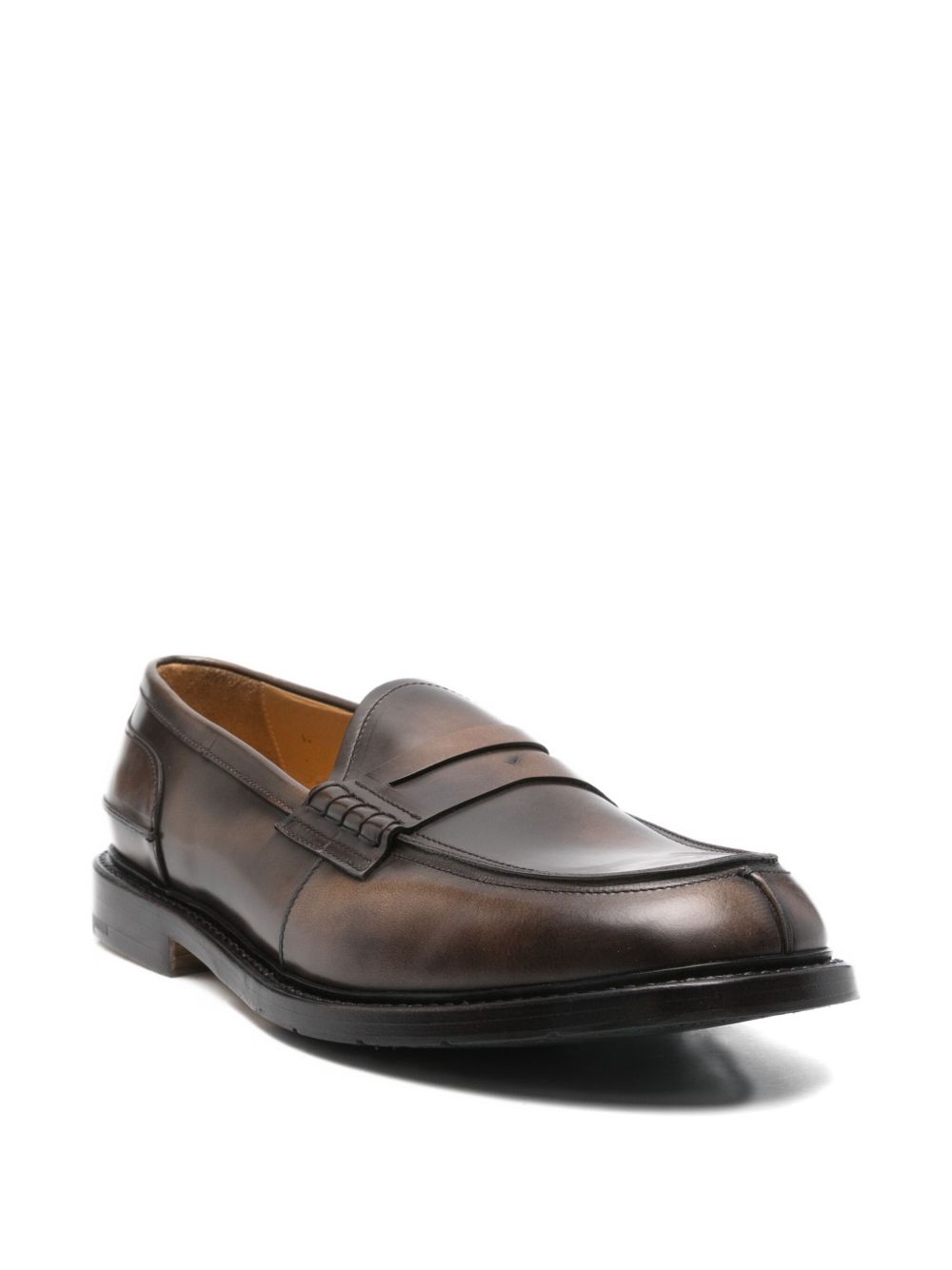 Penny Slot Detail Brown Leather Loafers