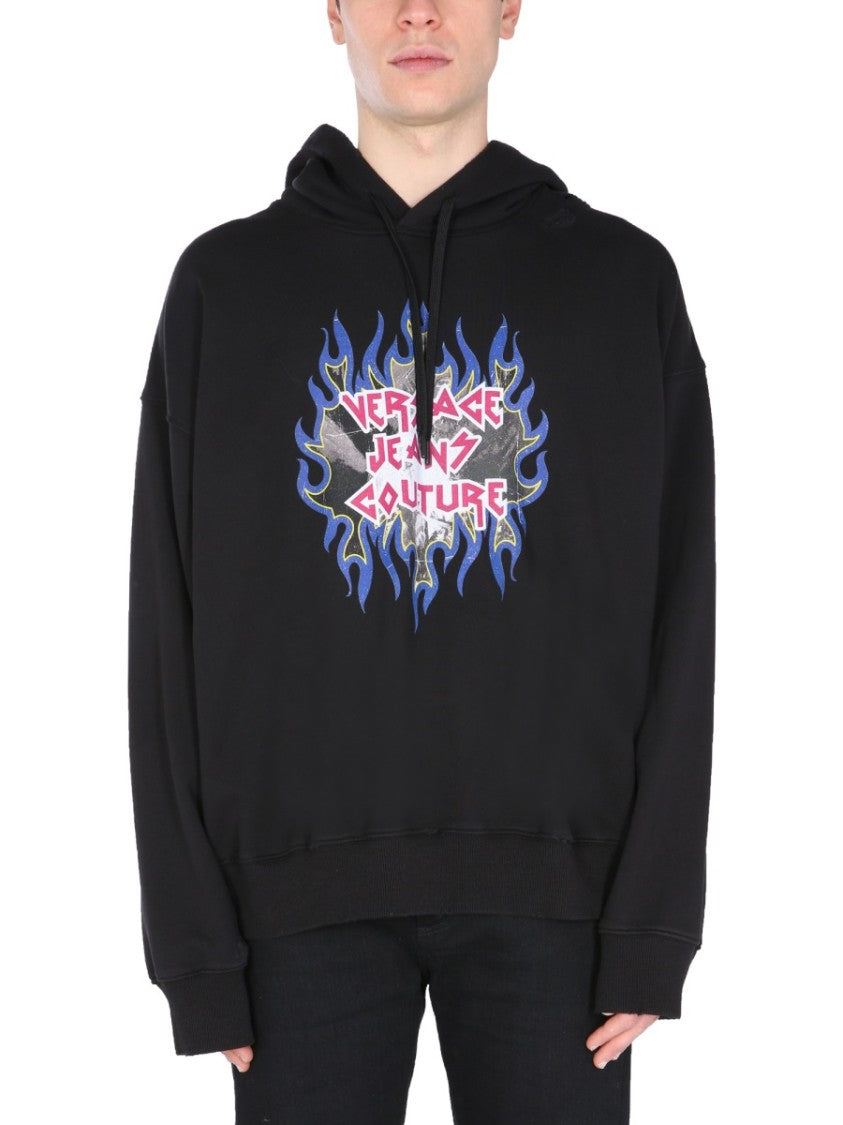 Graphic Logo Hoodie With Drawstring