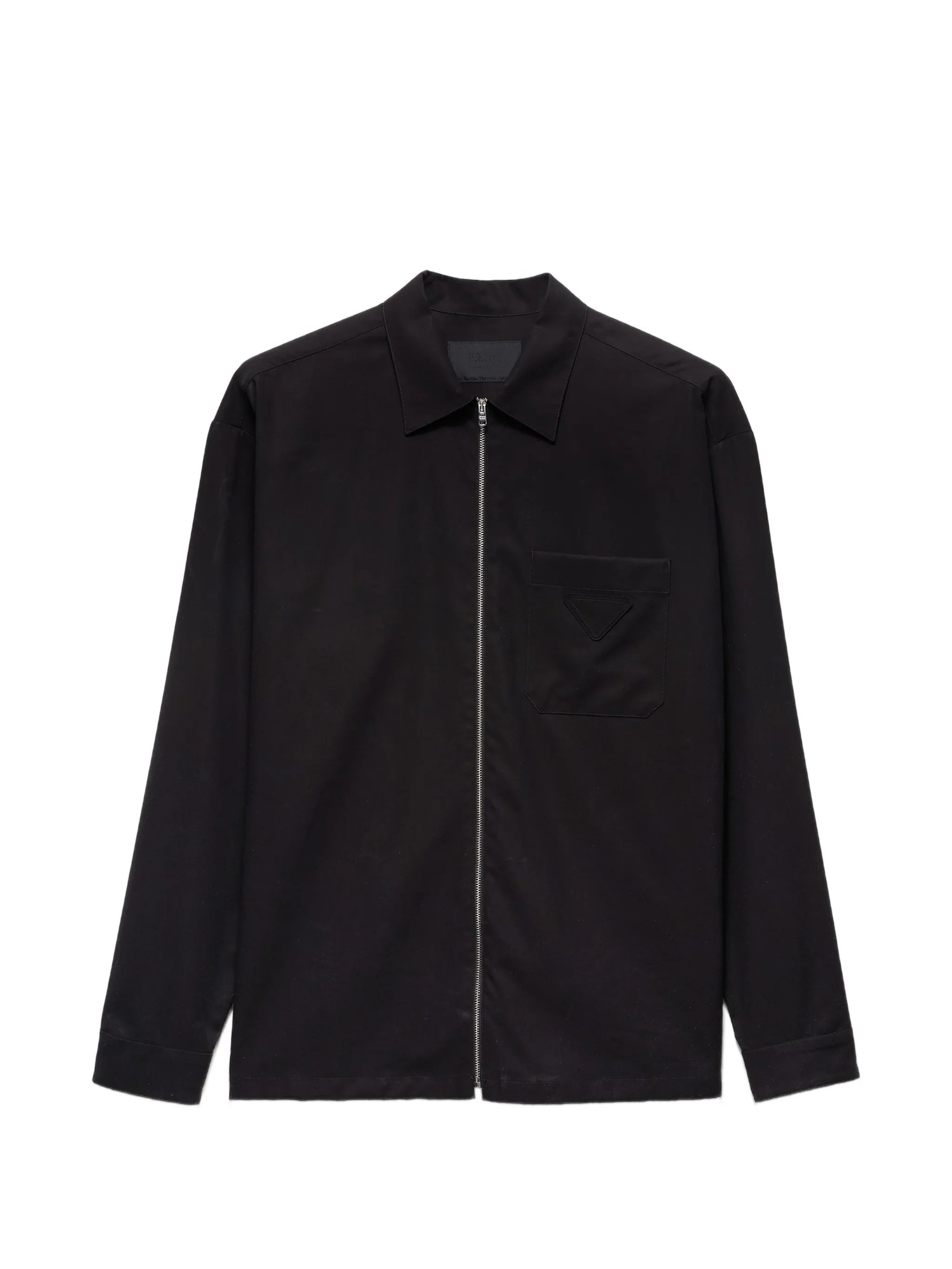 Black Zip-Up Fabric Shirt