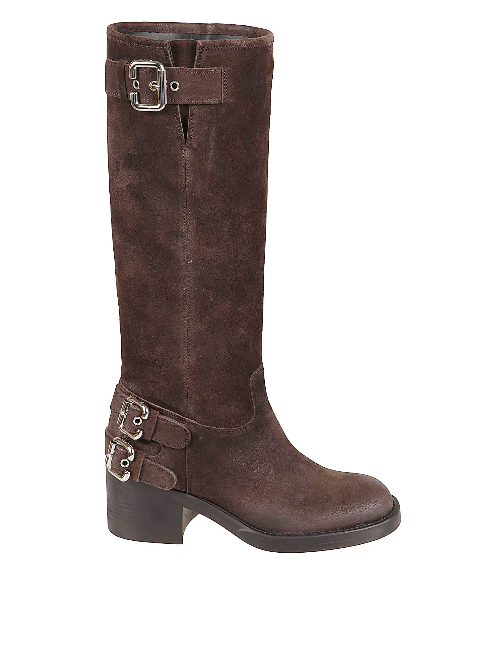 Mid-Calf Boots In Burnt Wood Calfskin
