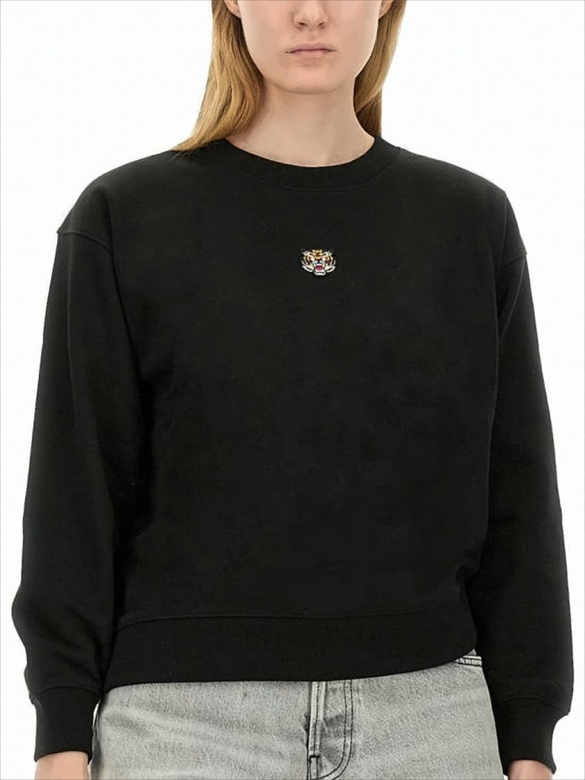 Relaxed Fit Black Long-Sleeve Top With Embroidered Detail