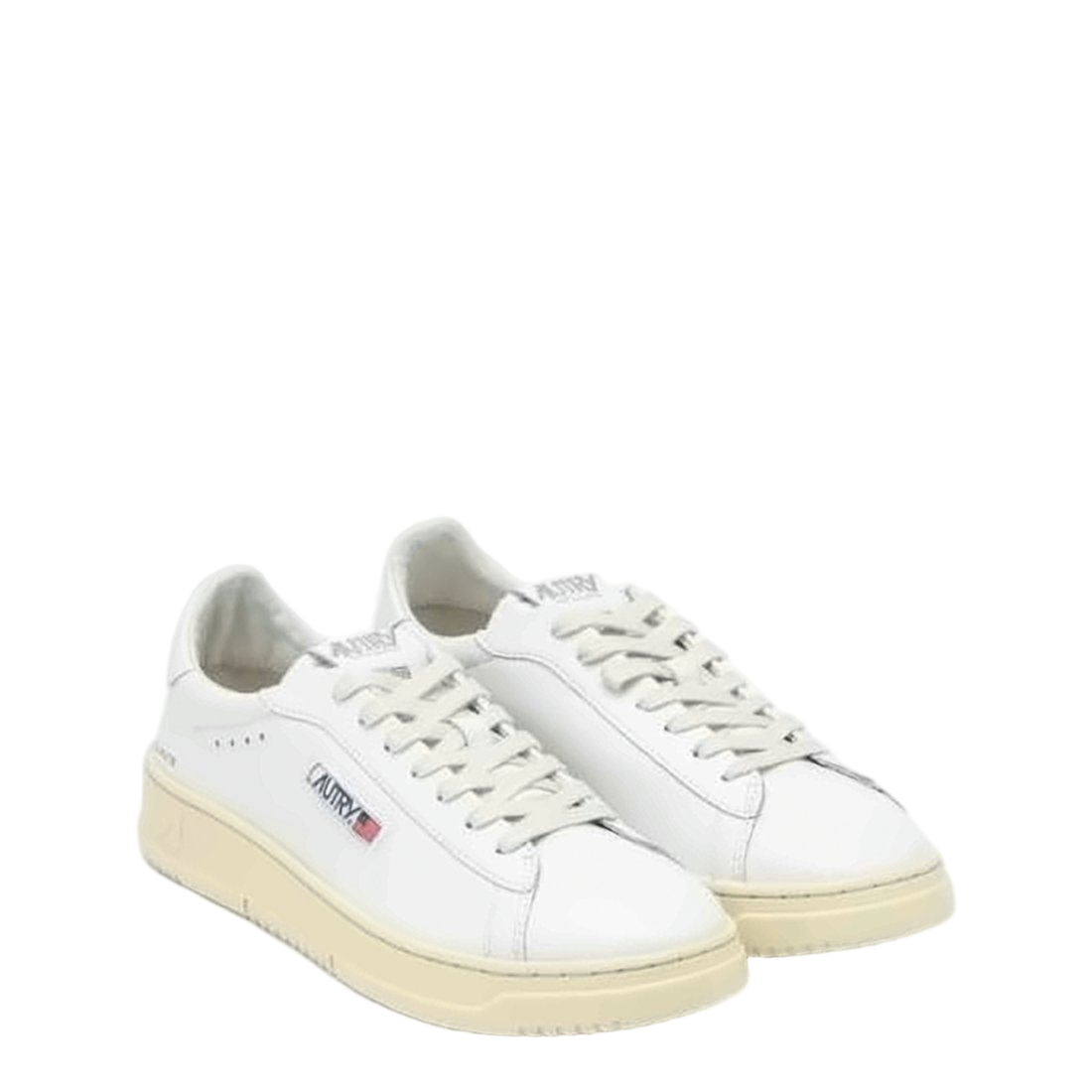 Low-Top White Leather Sneakers with Minimalist Design