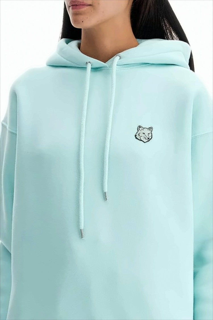 Pastel Mint Cropped Hoodie With Embroidered Fox Logo