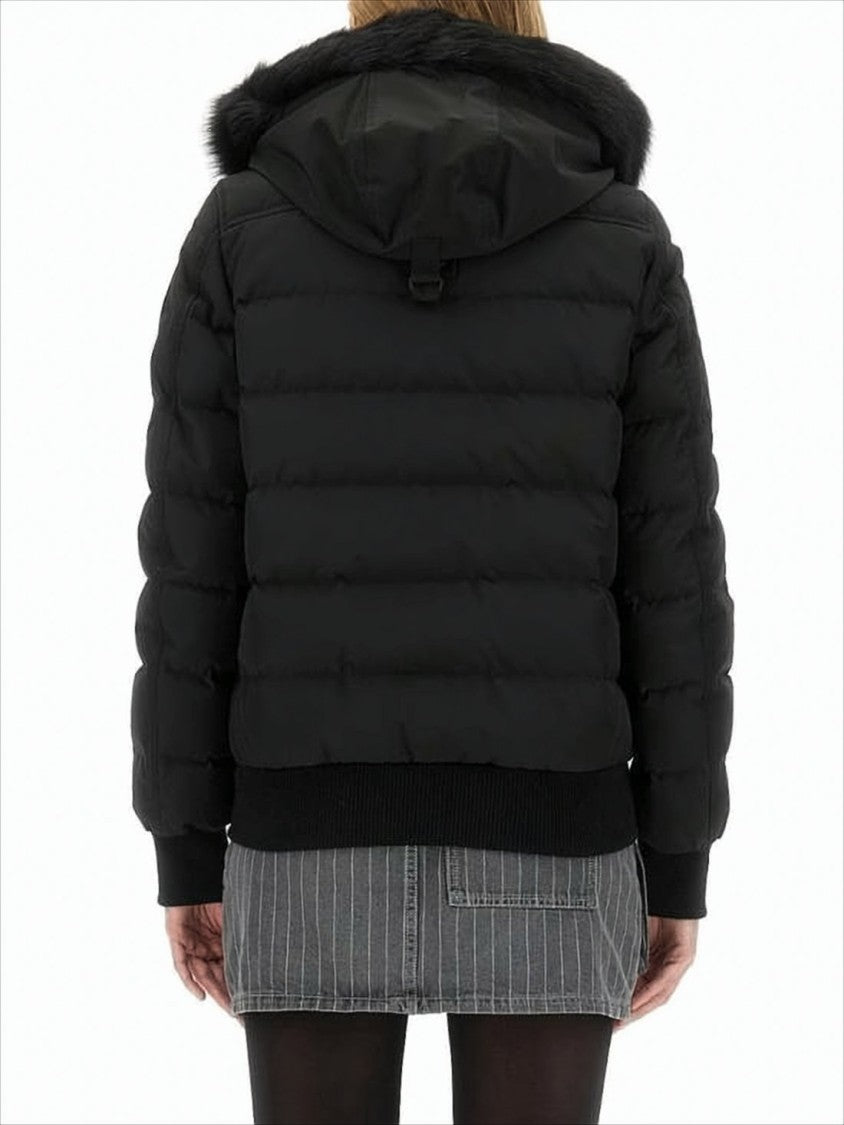 Quilted Cropped Padded Jacket With Detachable Fur Hood