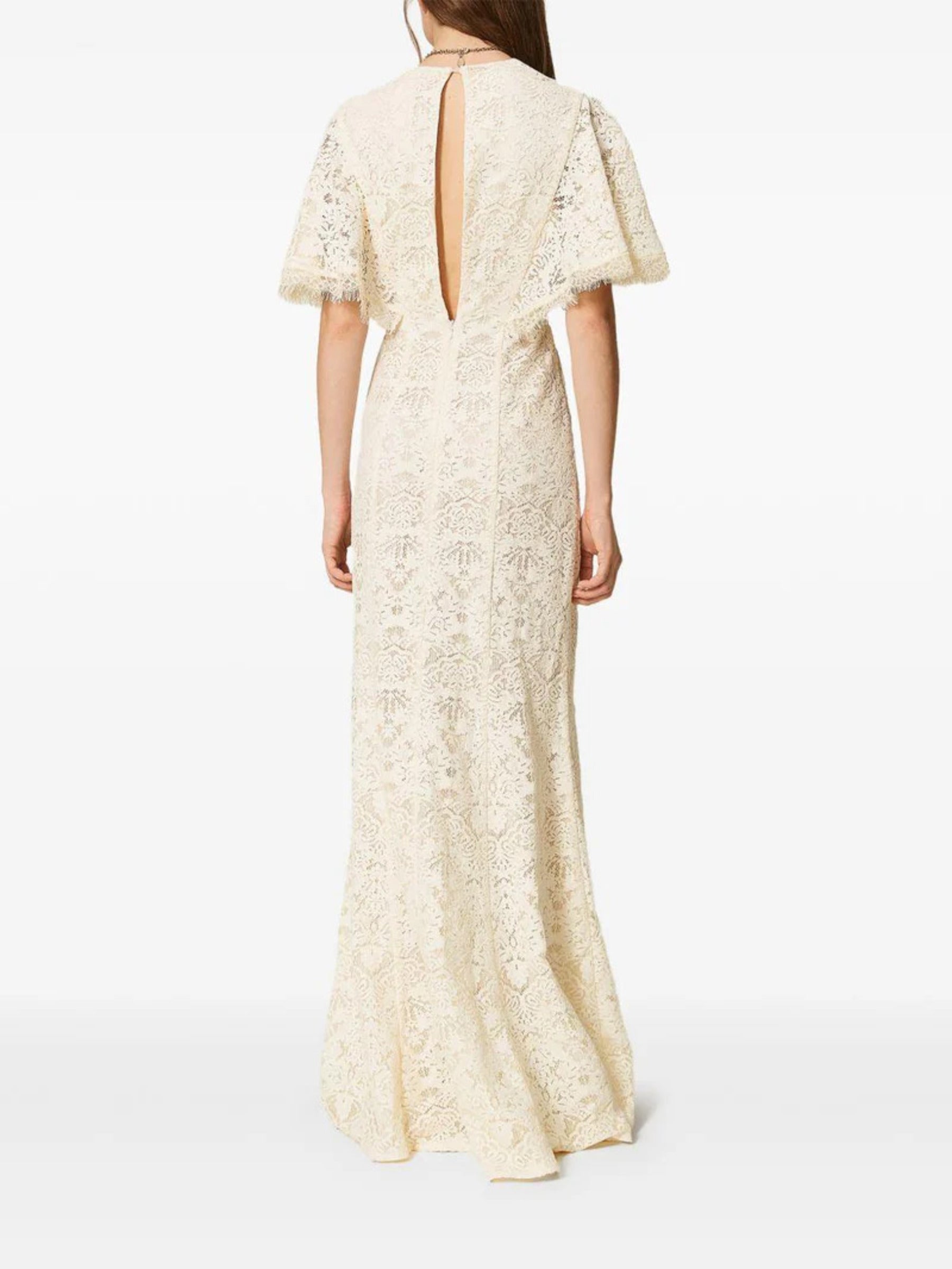 Lace Maxi Dress with Floral Pattern
