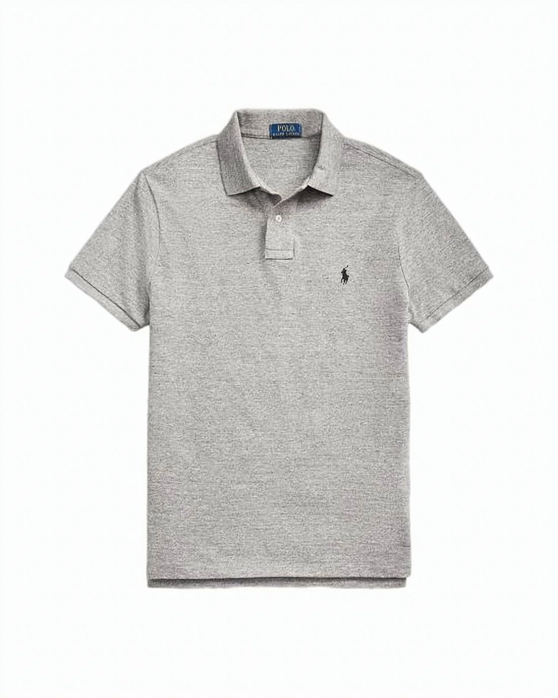 Heathered Grey Short-Sleeve Polo With Traditional Collar