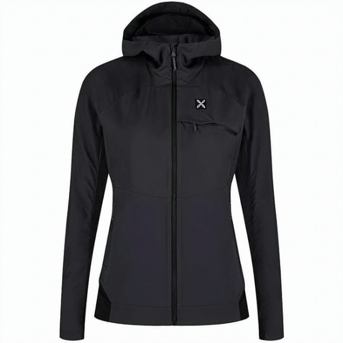 Fitted Black Jacket with Hood and Zippered Pocket
