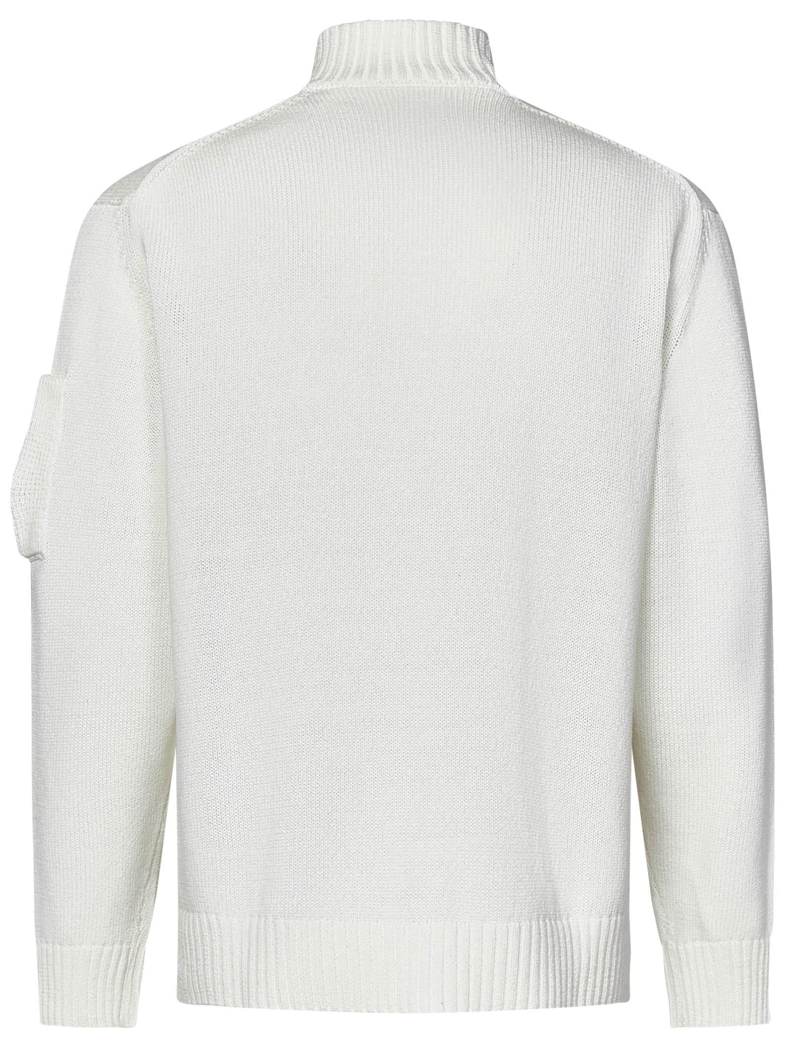 White Button-Up Cardigan with Ribbed Details
