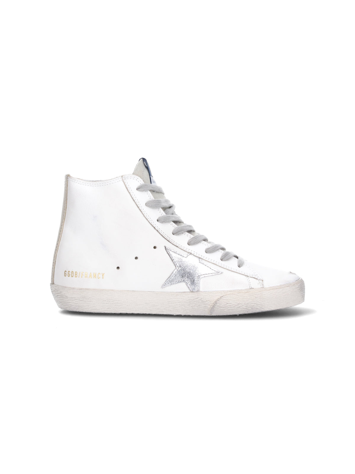 White Francy Distressed Calf Leather Sneakers