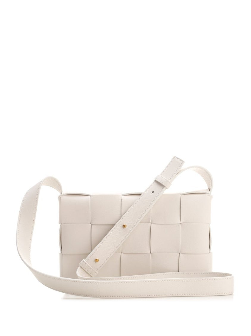 Structured White Lambskin Shoulder Bag
