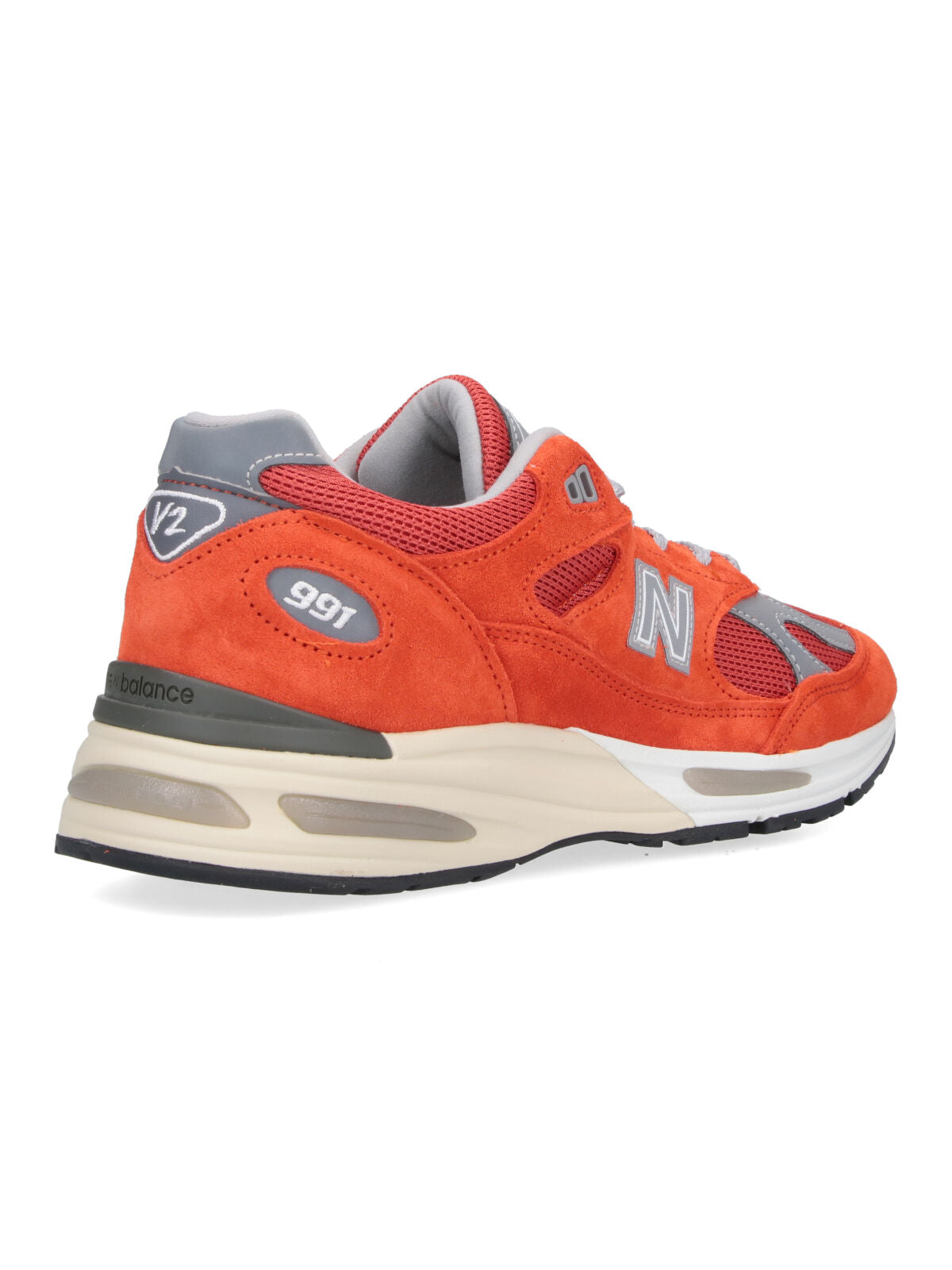 Orange Suede Mesh Grey Accent Sneakers