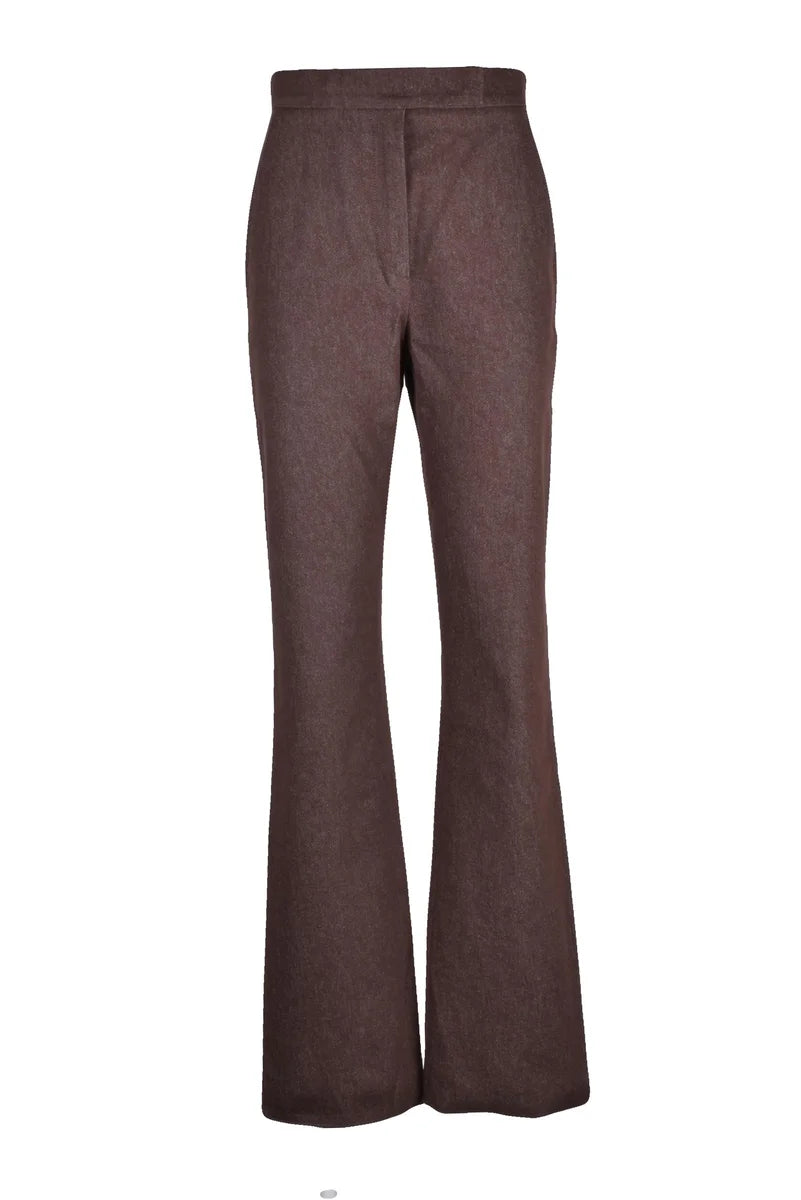 Brown Flared Trousers with High Waist