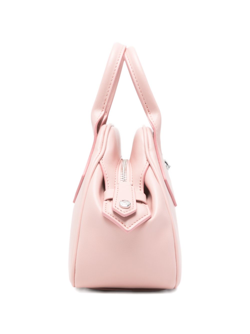 Structured Handbag With Detachable Shoulder Strap And Silver Emblem