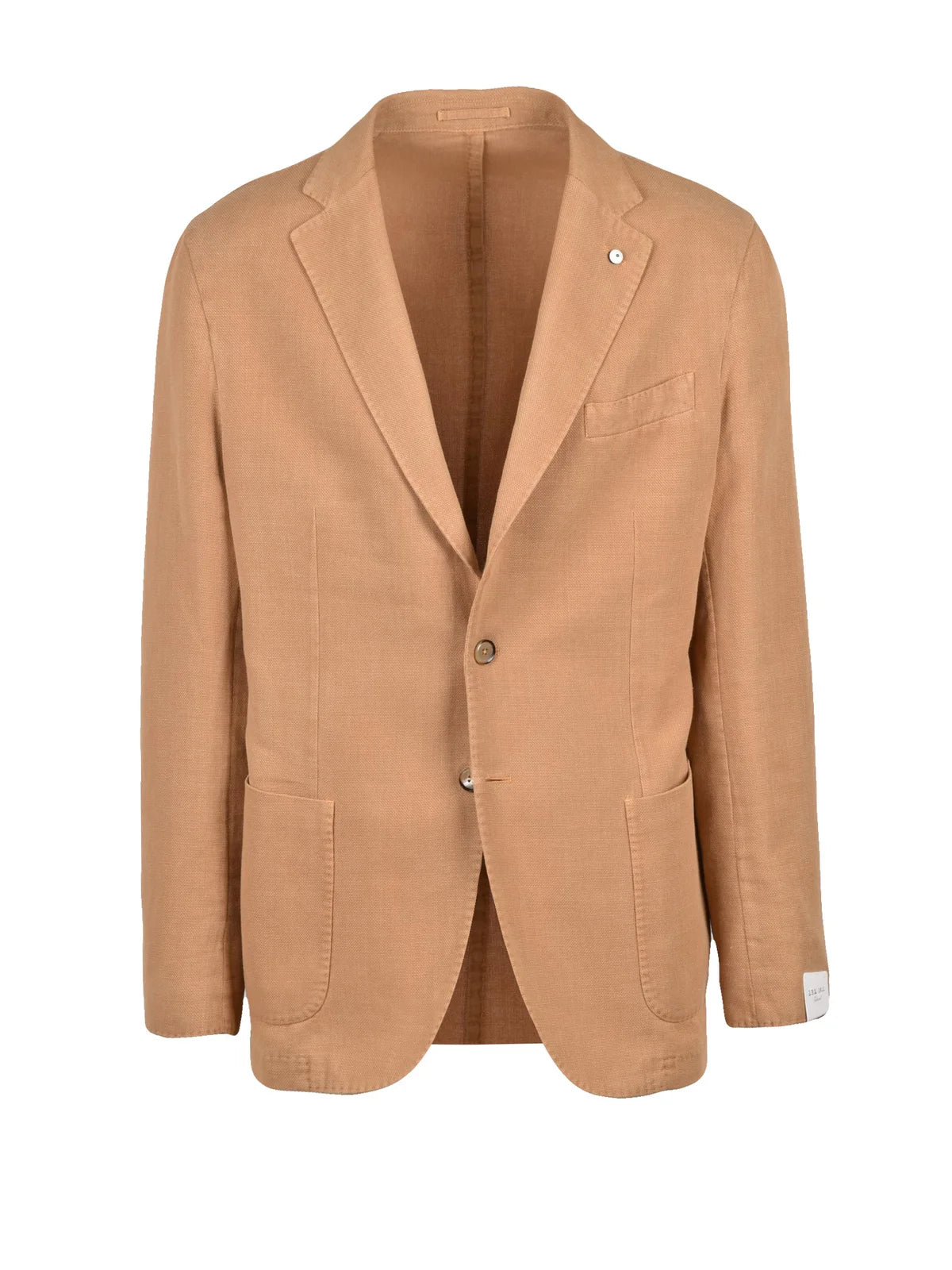 Beige Cotton Ramie Rounded Blazer Jacket