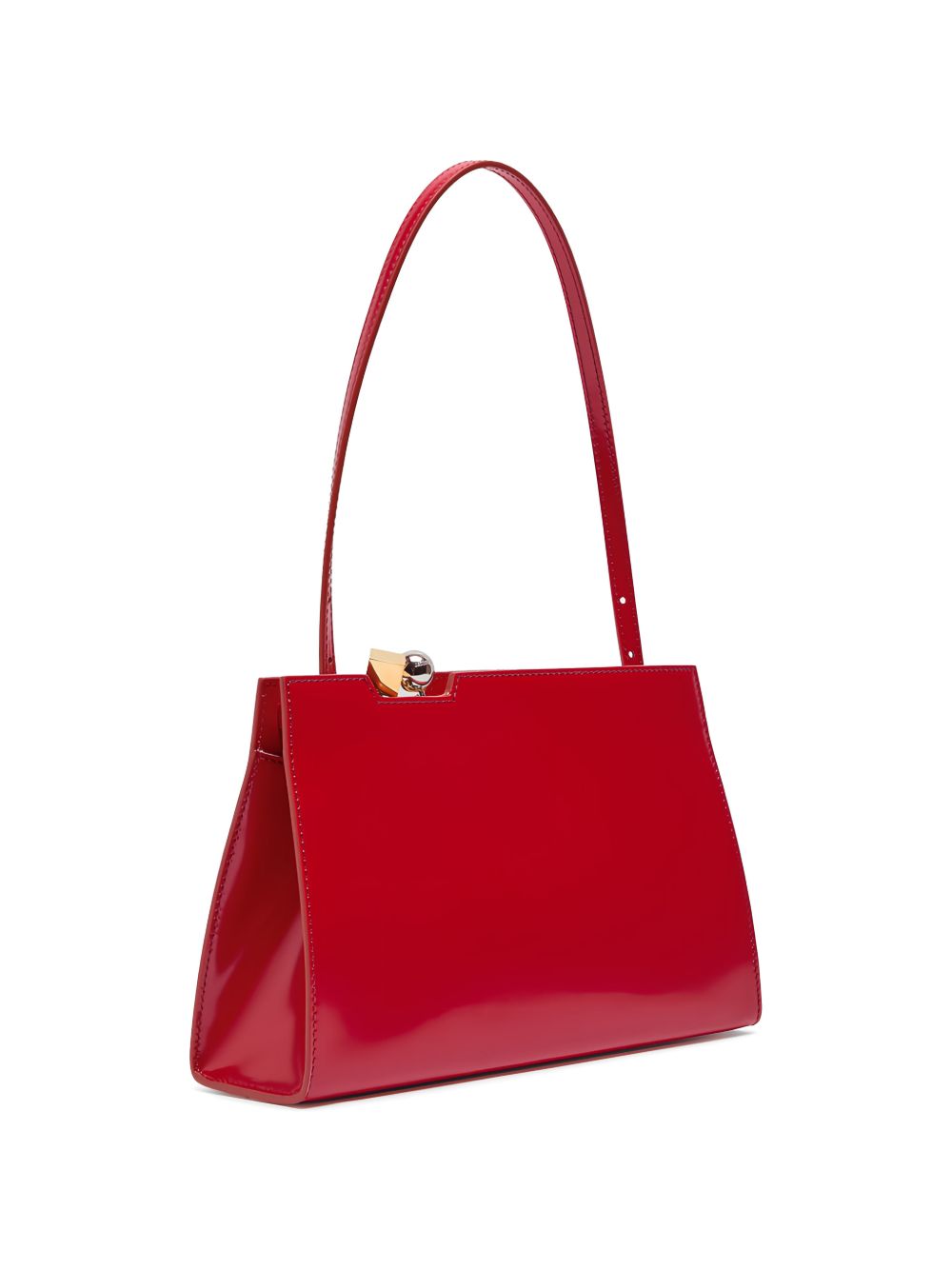 Red Rond-Carré Leather Top Handle Bag