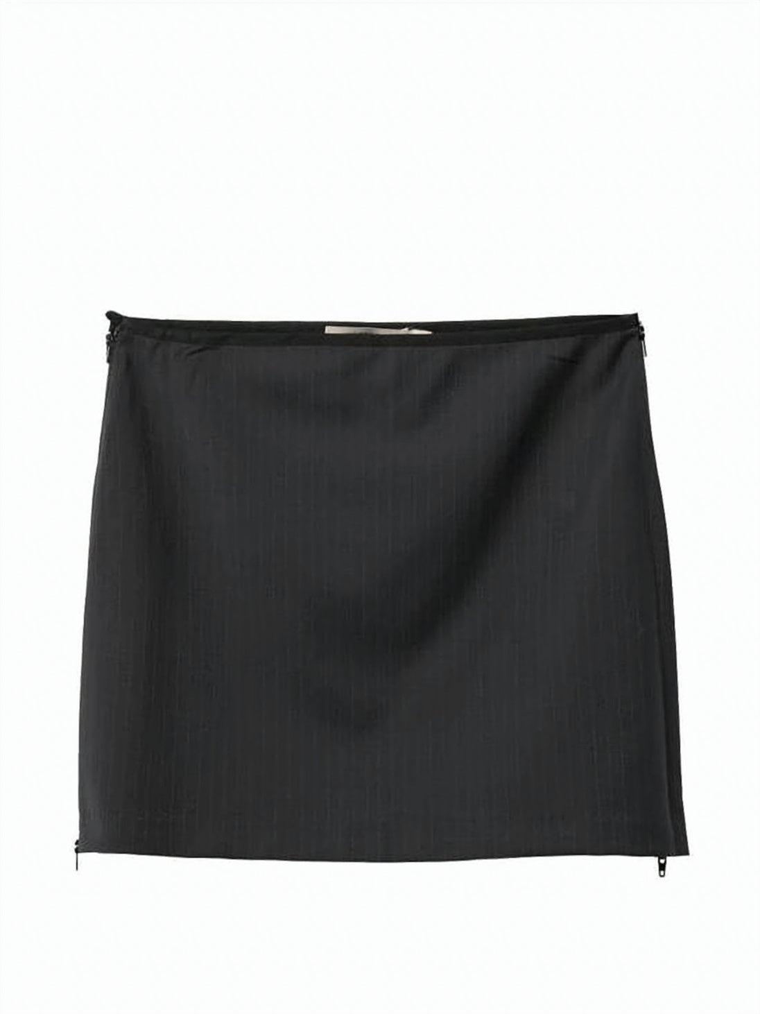 Grey Pinstripe Straight Silhouette Midi Skirt