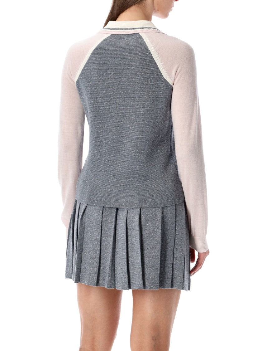 Merino Lurex Long-Sleeve Tennis Polo