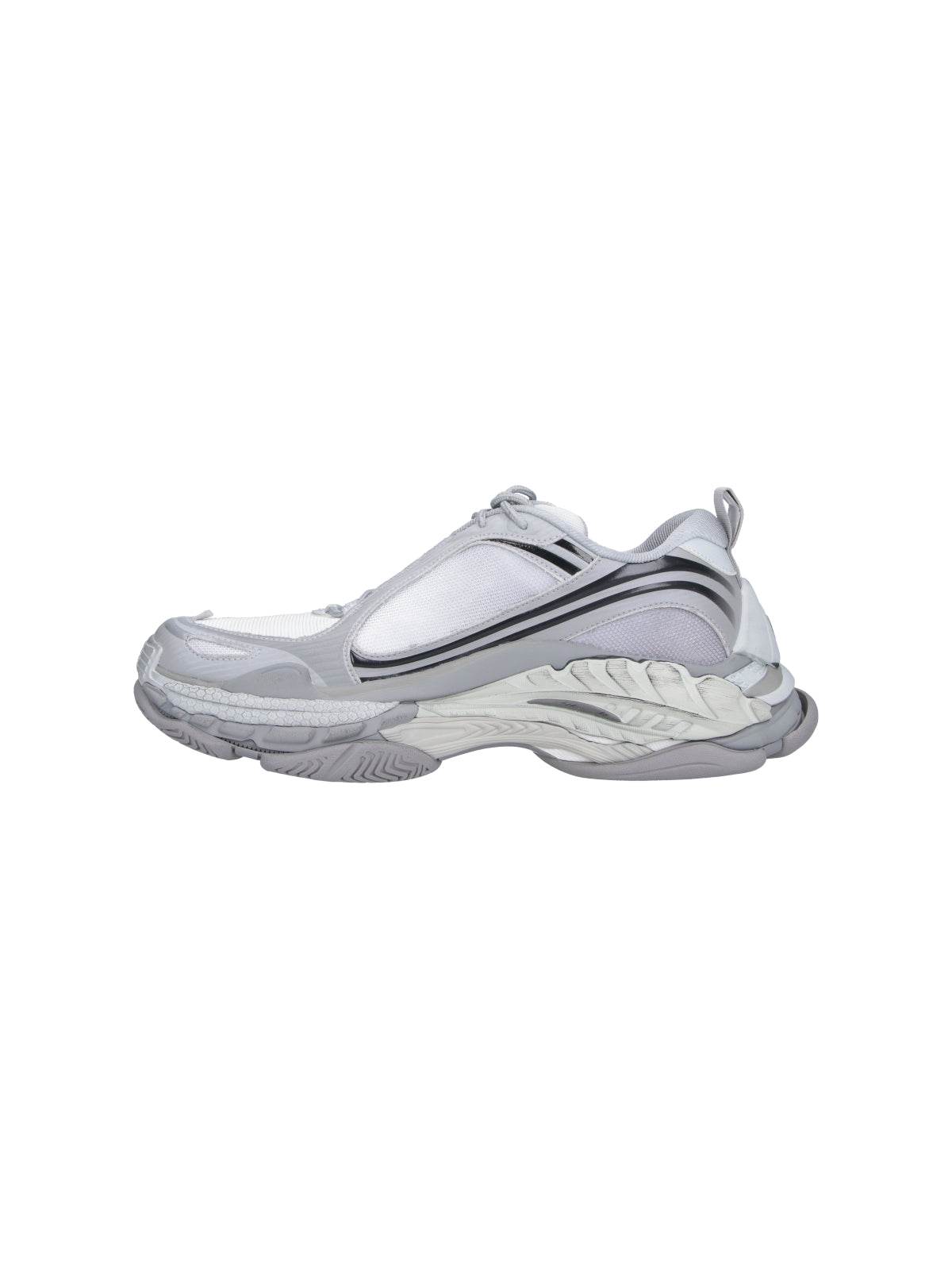Futuristic Light Grey Sneakers With Layered Sole