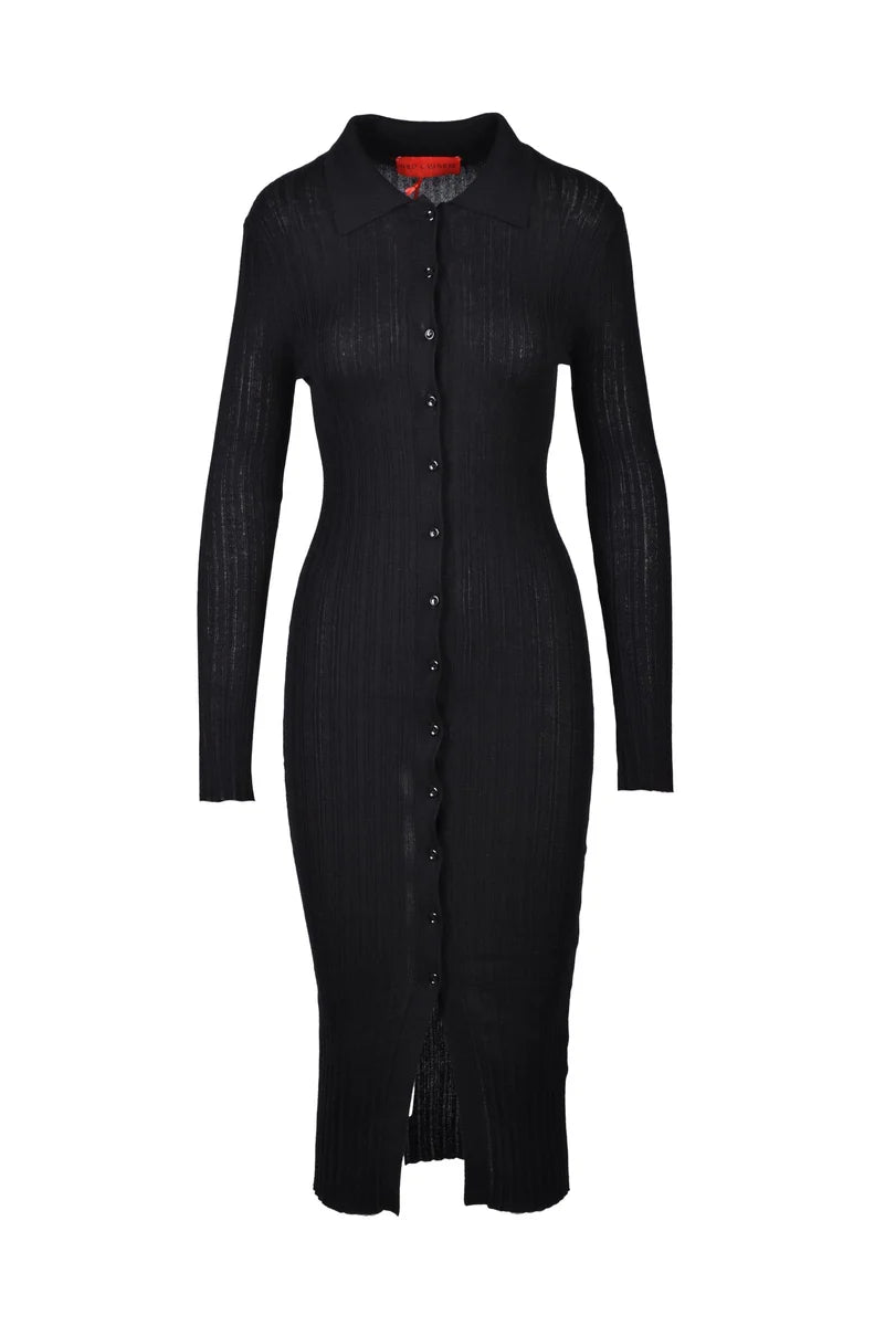 Chemise Dress Silk Cashmere - Black