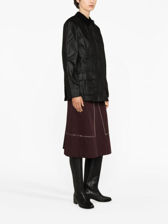 Waxed Cotton Jacket With Classic Collar And Flap Pockets