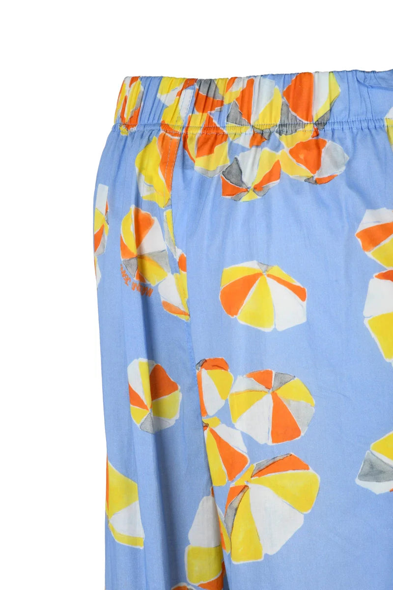 High Waist Trousers - Azul/Yellow