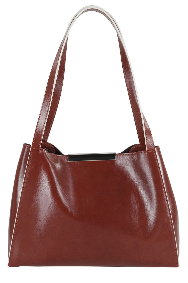 Bordeaux Shiny Leather Tote Bag