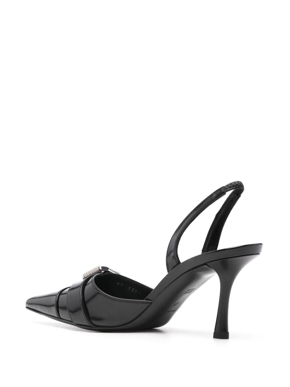 Panelled Black Calf Leather Slingback Pumps