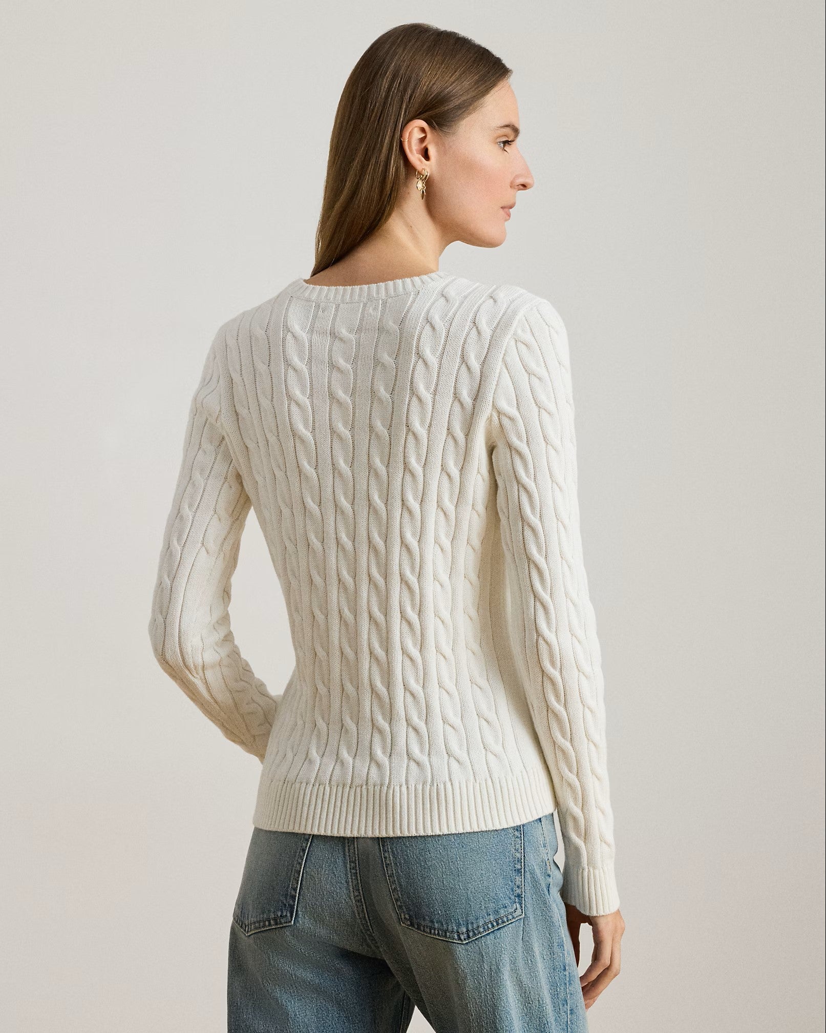 White Rinett Gassed Cotton Pullover Sweater