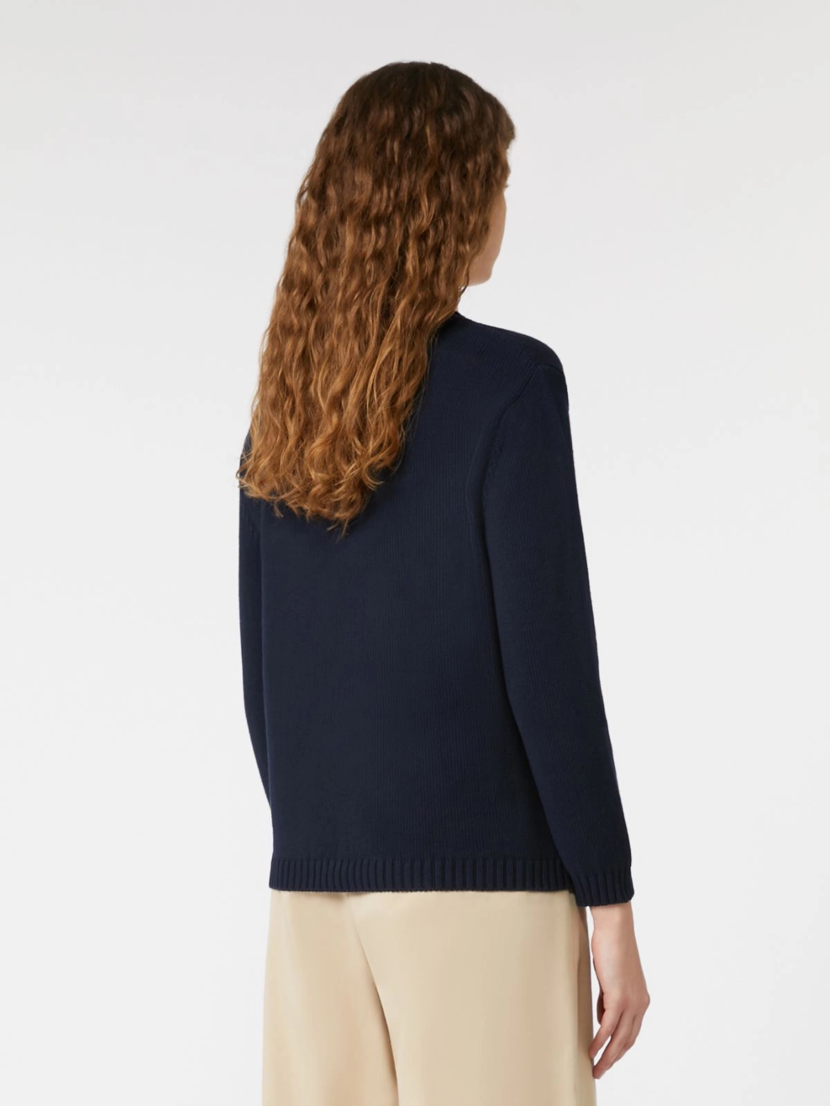 Navy Blue Knit Sweater With Abstract Pattern
