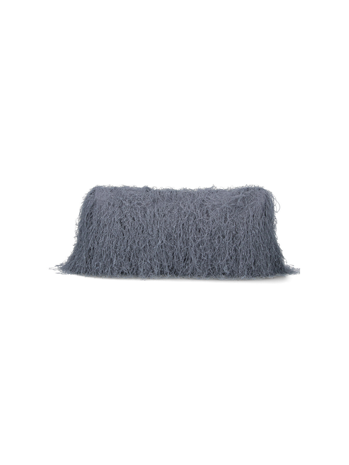 Fringe-Textured Grey Leather Shoulder Bag