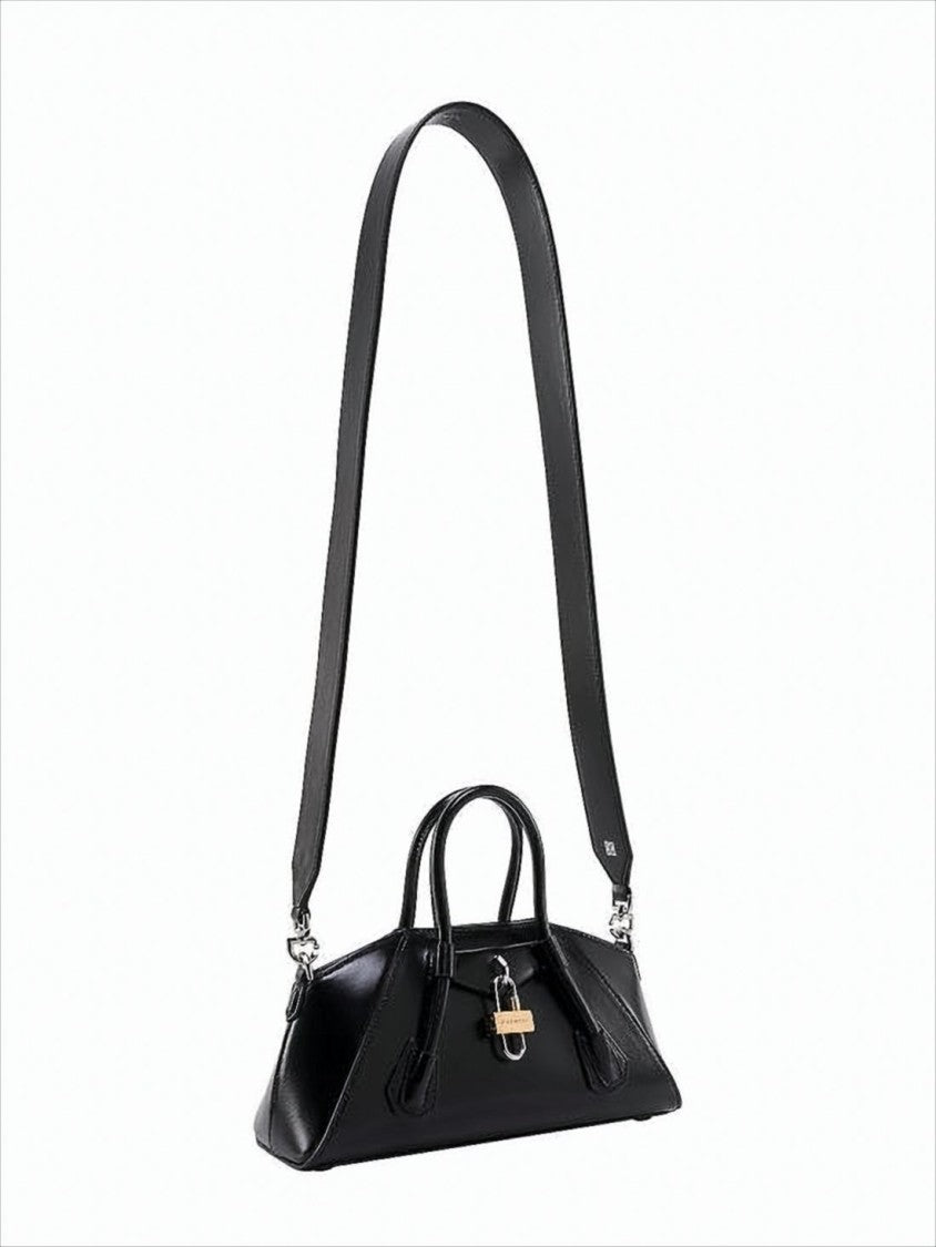 Sleek Structured Tote Bag with Silver-tone Lock Detail